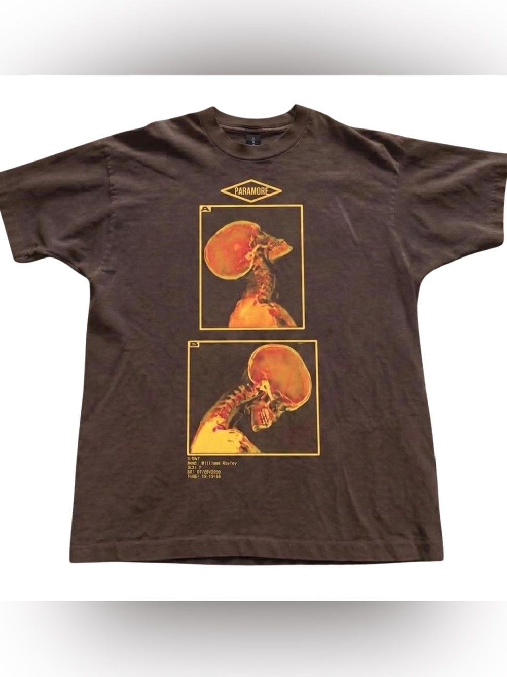 Dark Brown Paramore Graphic Skull X-Ray T-Shirt - Retro Gift for Fan